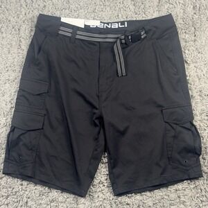 NWT Denali Shorts Men's 40 Black Stretch Hybrid Cargo Shorts Performance Belted